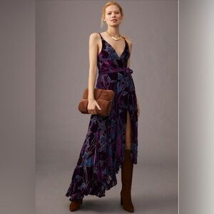 Anthropology velvet wrap dress limited edition